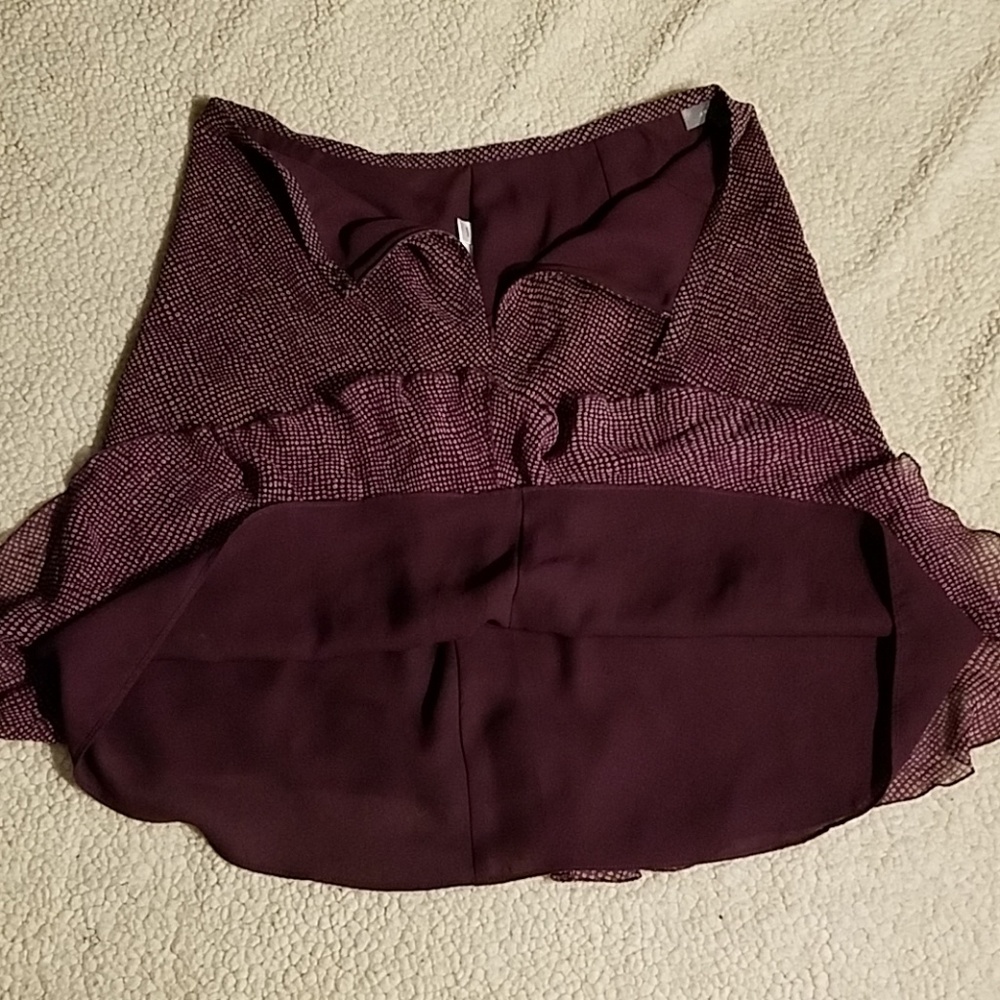 Ann Taylor Plum & Cream Ruffle Skirt Sz 10 - Picture 3 of 7